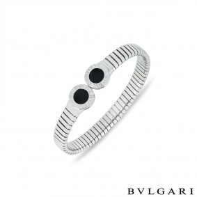 Bvlgari Bvlgari Steel & Onyx Tubogas Cuff Bracelet Bvlgari Bvlgari Steel & Onyx Tubogas Cuff Bracelet